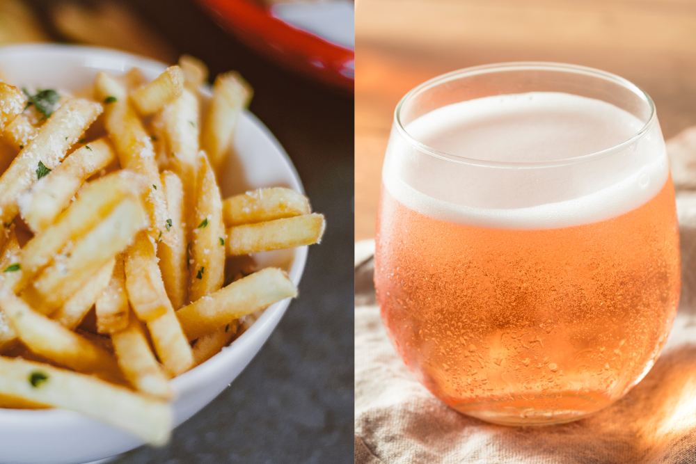 French fries and rose for perfect pairings at Brick Barn Wine Estate