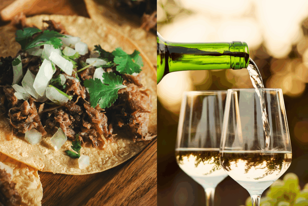 Carne asada tacos and Albarino for perfect pairings at Brick Barn Wine Estate